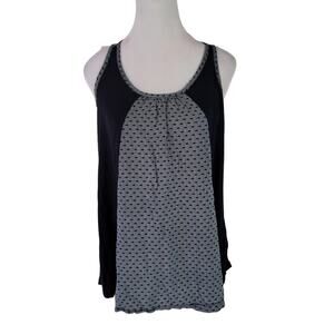 CAbi Size S Womens Navy Polka Dot Criss Cross Back Tank Top